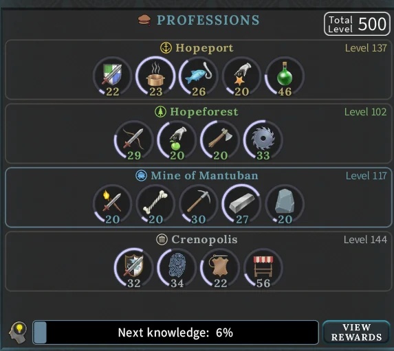 Guard profession combat in Brighter Shores, showing a player attacking a street enemy with the Guard skill icon highlighted