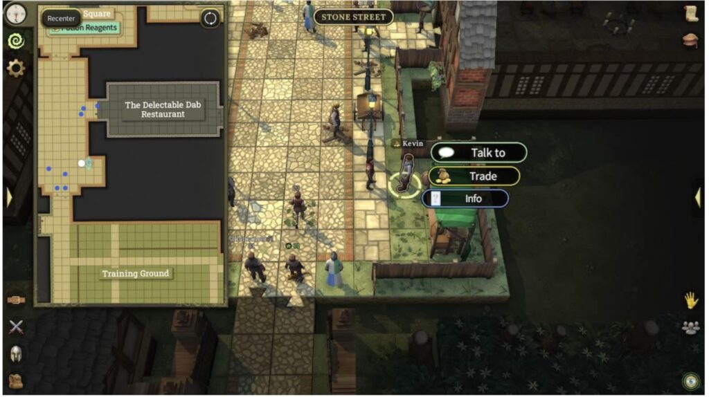Kevin NPC vendor location on Stone Street selling cooking ingredients in Brighter Shores Hopeport