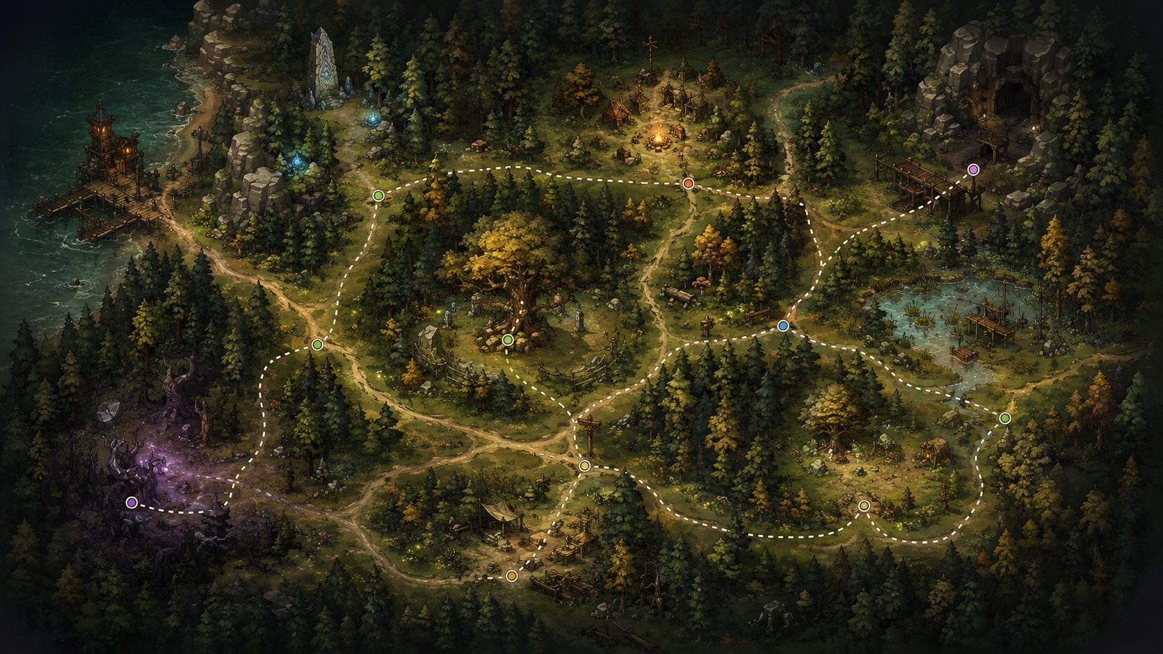 Forest map illustration for a Brighter Shores Hopeforest map guide