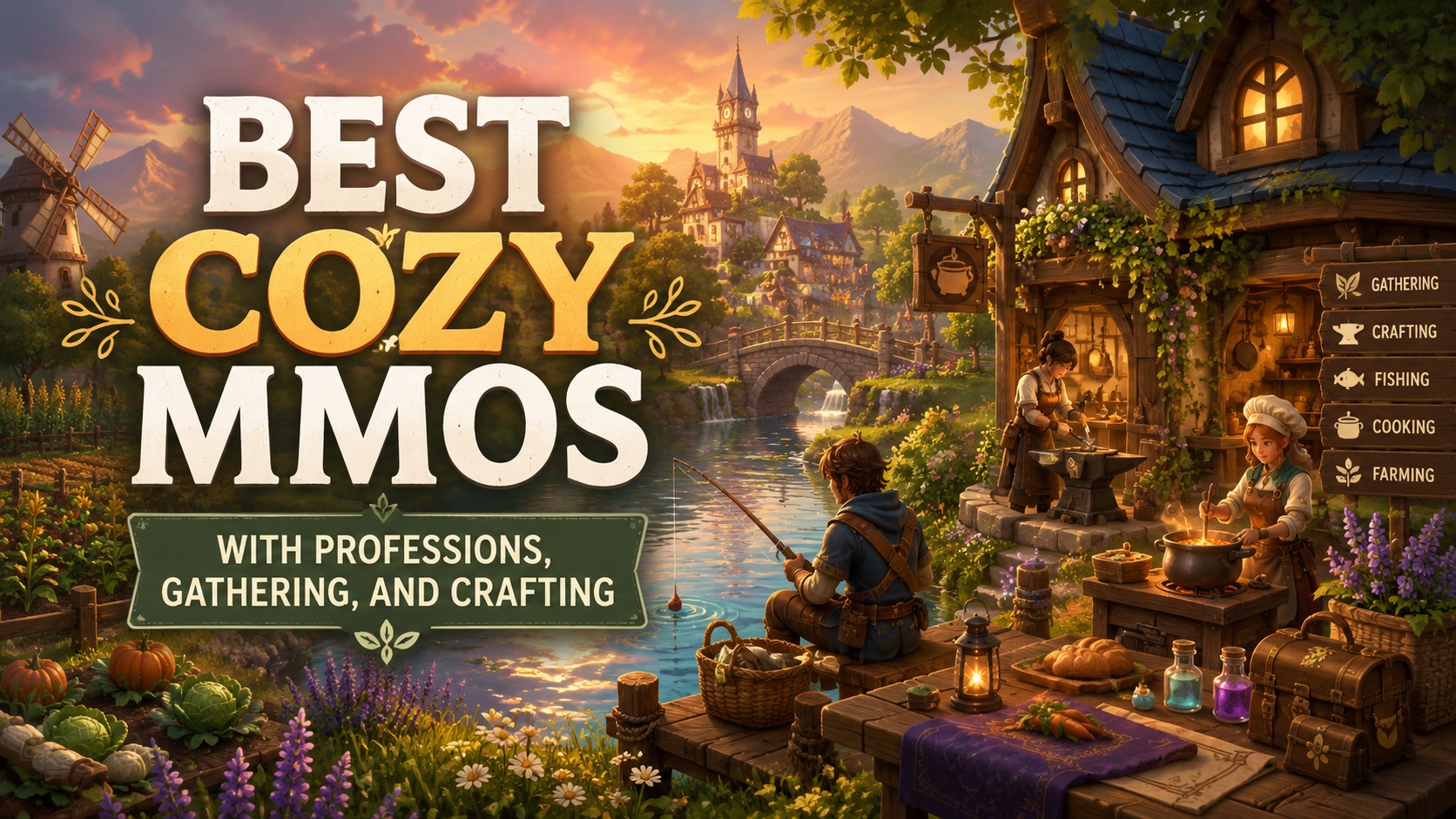 Cozy MMO world with gathering crafting and professions